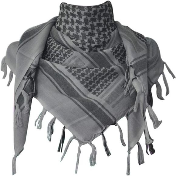 Cotton Scarf Neck Head Wrap with Tassel Grey - Picture 1 of 6